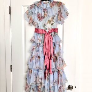 Floral soft elegant needle and threat dress